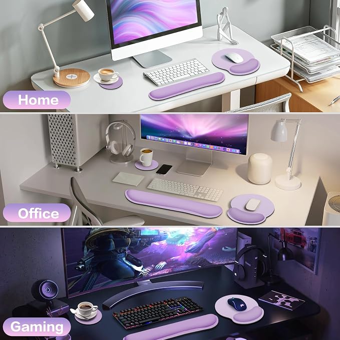 Mouse Pad with Wrist Rest Set, 3-in-1 Wrist Support Mousepad - Image 7