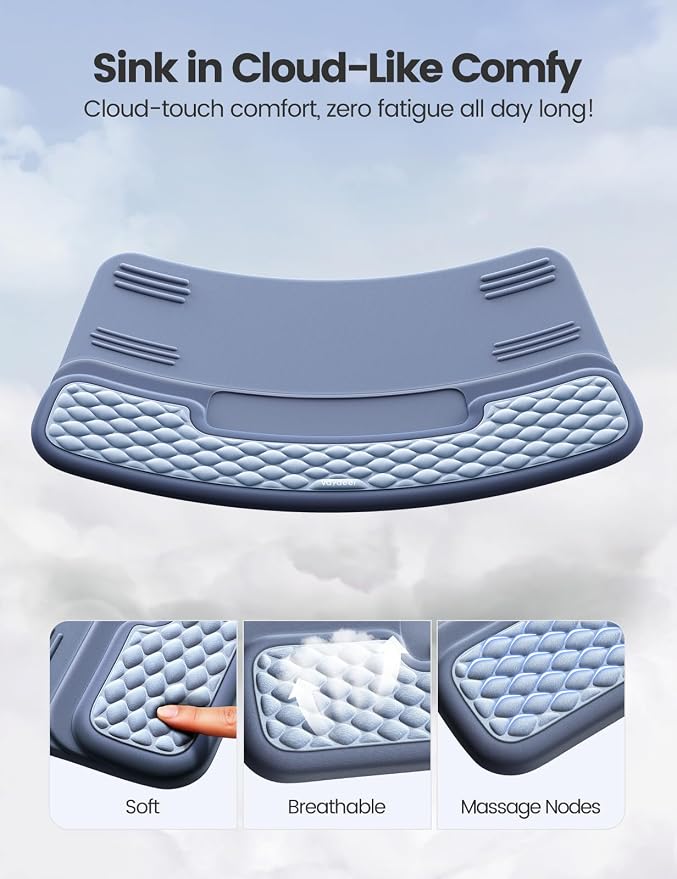 Vaydeer Wrist Rest with Keyboard Stand, Computer Wrist Support Pad, Ergonomic Keyboard Riser Holder Lift Tray with Wrist Pad, Soft Memory Foam Desk Cushion, Palm Hand Typing for Office Home Gift-Blue - Image 7