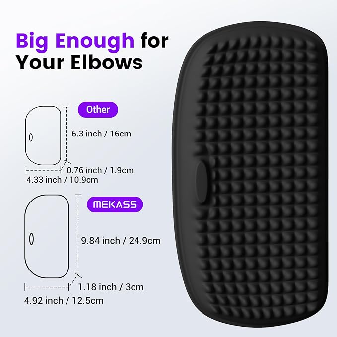 MEKASS Elbow Pad for Desk, Thicken & Large Memory Foam Elbow Rest Padding with Non-Slip, Ergonomic Desk Edge Cushion, Armrest Pad Wrist Rest Comfort Support for Office Home (1 Pcs Black) - Image 3