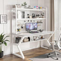 Gaming Desk, Bookshelf Desk, Home Office Computer Desk with Hutch, Gaming Desk with Pegboard, Home Desk with Built-in Bookshelf Combination, for Workspace and Study by Unknown