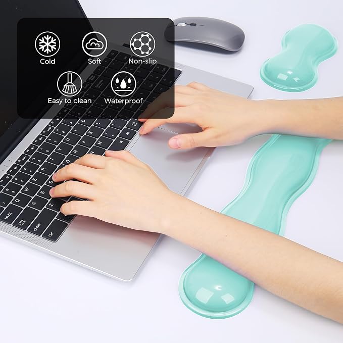 Gel Wrist Rest for Keyboard and Mouse, Wrist Rest for Keyboard, Mouse Wrist Support, Pain Relief, Cool Touch, Non-Skid, Mouse Wrist pad - Image 2