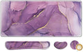 AIMSA Large Gaming Mouse Pad Set, Keyboard Wrist Rest Support Mouse Pad, Ergonomic Memory Foam Multifunctional Extended Desk Mat 35x15.7in Anti-Slip Rubber Base for Office Home, Purple Marble by AIMSA