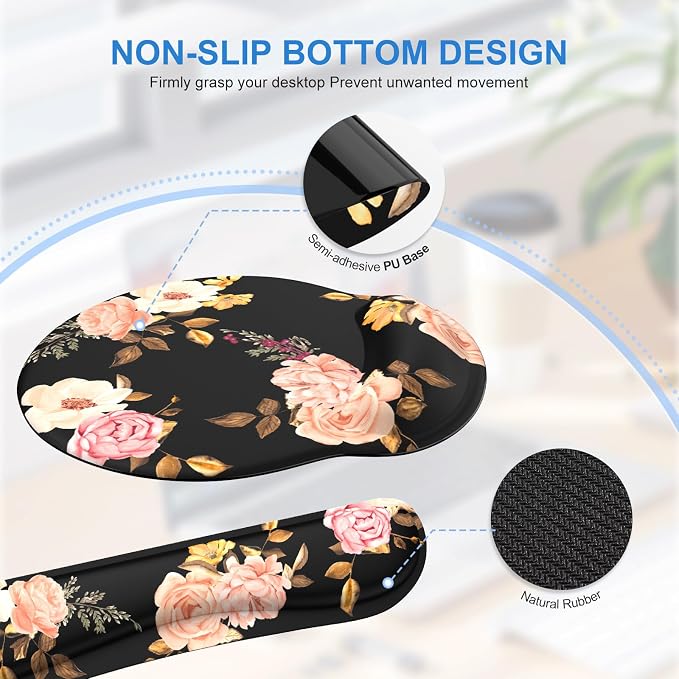 iCasso Floral 4in1 Computer Mat, 35.4"x15.7" Work Mat for Computer - Image 6