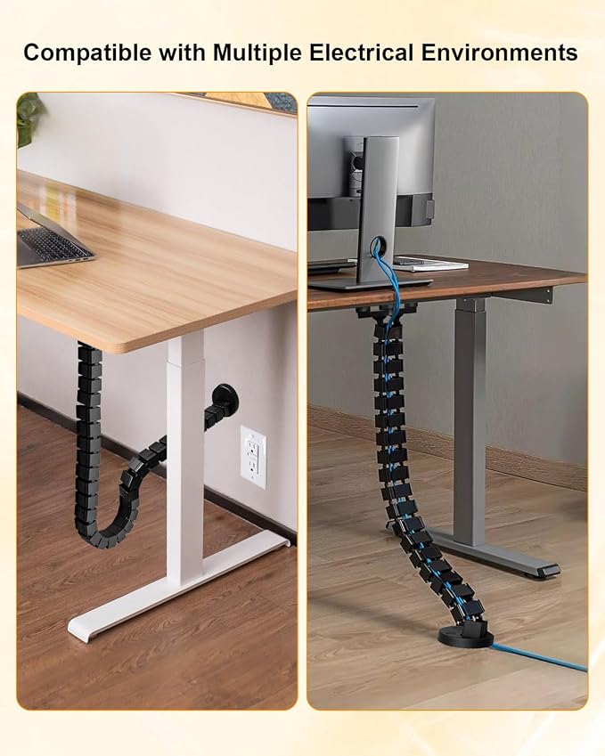 Under Desk Cable Management Spine, Magnetic Wire Organizer Black - Image 7