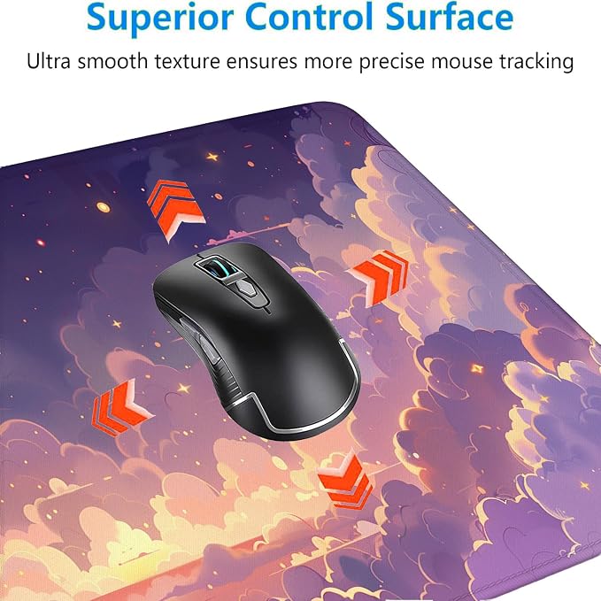 Cute Gaming Mouse Pad Desk Pad Kawaii Pink Purple Gold Clouds Mousepad XL Large Gaming Mouse Pad Laptop Keyboard Mat Desk Pad Office Home Decor for Women Girl 35.4"x15.7" - Image 4