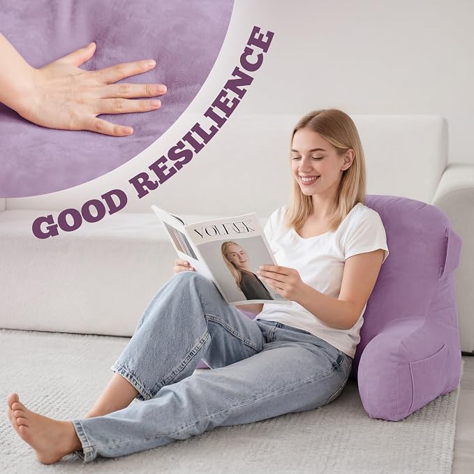 Reading Pillow for Bed,Back Pillow for Bed Sitting Up,Lumbar Support Pillow - Image 4