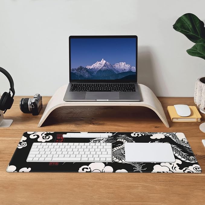 Gaming Mouse Pad Desk Pad,Extended Big Mouse Pad,31.5x11.8 Inch Long Computer Keyboard Mouse Mat Mousepad with 3mm Non-Slip Base and Stitched Edge for Gaming and Office… (Loong) - Image 9