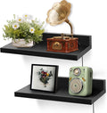 Small Floating Shelf for Wall,9X5 Inch Wall Mounted Shelf with Cord Hole,Small Display Shelves for Cameras, Webcam, Router,Smart Speaker,Action Figures-2 Pcs(Black by Unknown