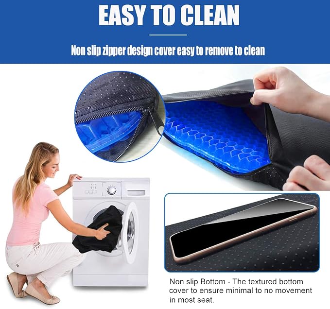 Gel Seat Cushion - Non-Slip Egg Seat Cushion Chair Pads - Office Chair Car Seat Cushion for Sciatica & Back Pain Relief - Coccyx Cushion for Home, Wheelchair, Computer, Desk Chair, Truck - Image 6