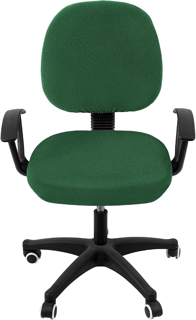 Smiry Office Computer Chair Covers for Desk Rotating Chair Protector | Stretch Jacquard Removable Washable Universal Slipcovers, Seat + Backrest Cover, Emerald Green - Image 2