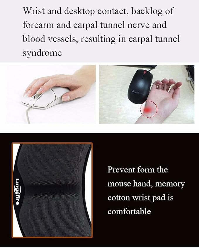 Memory Foam Mouse, Keyboard Wrist Rest Pad Anti-Skid Mousepad Support Mat for Office Computer Laptop Mac- Durable Comfortable Lightweight Easy Typing Pain Relief (Gray) - Image 7