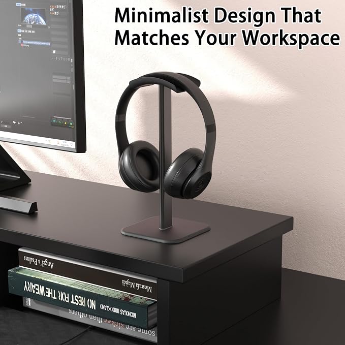 Headphone Stand for Desk - Headset Stand Headphone Holder (Black_2 Pack) | with Aluminum Hanger and Plastic Headrest, headphone holder for AirPods Max, Sony, Bose, Beats and More - Image 4