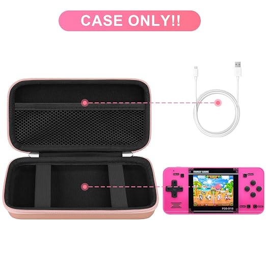 BOVKE Carrying Case for WELLST·G Handheld Game for Kids -Preloaded 220 Retro Video Games, Mini Arcade Electronic Toy Gifts for Boys Girls Portable Holder, Extra Mesh Pocket for SD Card, Rosegold - Image 2