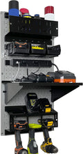 Wall Control Power Tool Storage Organizer Kit Cordless Drill Holder Charging Station Rack 16” x 32” Metal Pegboard Organization System (Grey Pegboard) by Wall+Control
