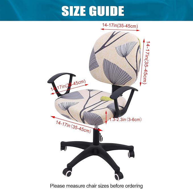 Smiry Stretch Printed Office Computer Desk Chair Covers for Seat & Backrest | Stretch Fit, Soft Fabric Universal Washable Removable, Anti-Dust Rotating Chair Slipcovers Protector - Image 4
