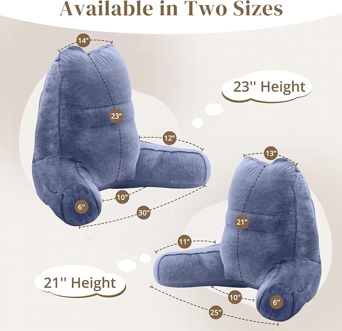 Sasttie Reading Pillow for Bed, Back Pillow for Sitting Up, Grey Purple - Image 2