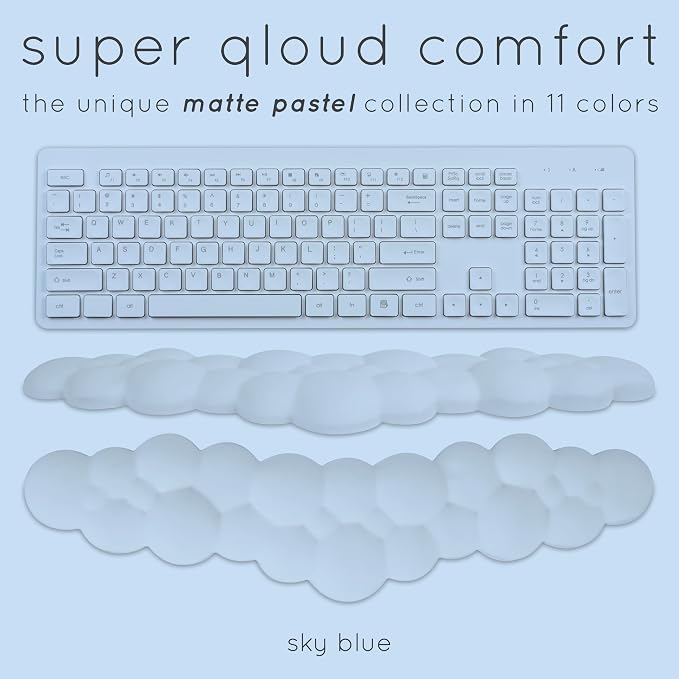 Blue Cloud Keyboard Wrist Rest – Create-ables Qloud Blue Wrist Rest for Computer Keyboard and Mouse, Ergonomic Memory Foam Wrist Pad with Non-Slip Base, Includes Cloud Mouse Pad - Image 3