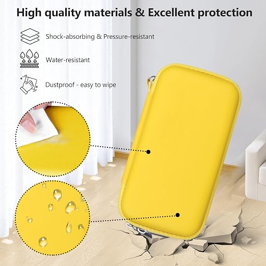 Supmay Hard Carrying Case Compatible with Nintendo DS Lite NDSL, Gameboy Advance Games Storage Holder Travel Bag with Mesh Pocket for USB Charging Cable, Stylus, Earphones, Game Cartridge, Yellow - Image 5
