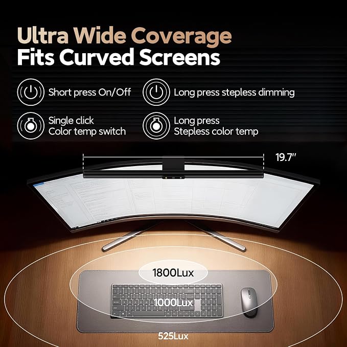 LYMAX Monitor Light Bar PRO+ with Sensor, Fit for Curved/Flat Monitors - Image 2