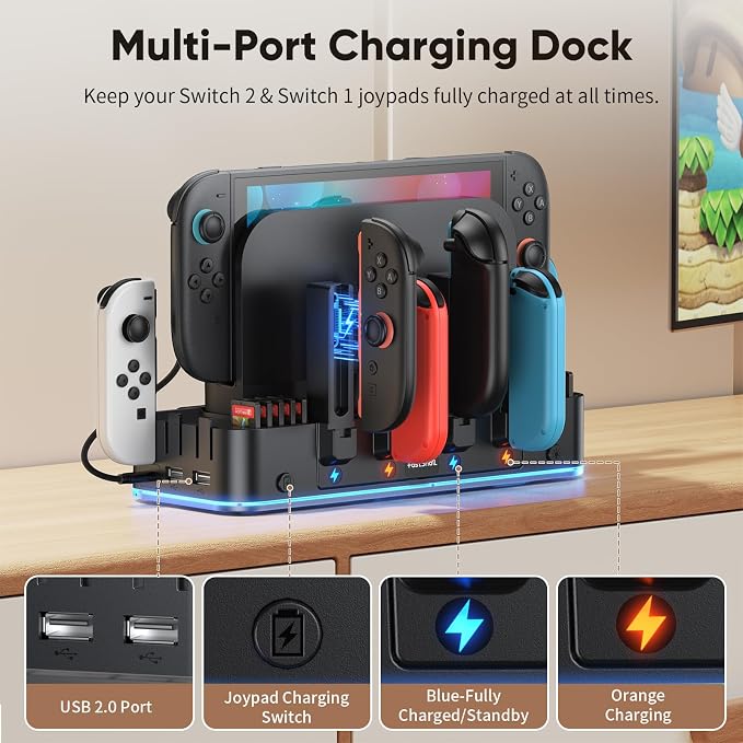 FASTSNAIL RGB Switch 2 (2025) Wall Mount Kit Charger for Switch 2/1/OLED - Image 5