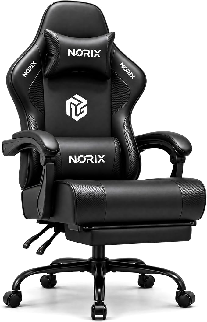 Video Gaming Chair for Adults with Footrest, Ergonomic Computer Chair,Black | 21-Inch Wide Seat, 330 lb Heavy Duty Load Capacity, Headrest, Adjustable Height, Reclining Backrest for Office or Gaming by Unknown