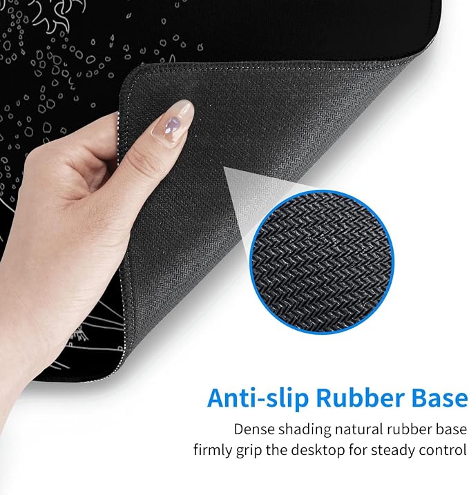 Japanese Sea Wave Large Mouse Pad, Anime Black Gaming, Extended Kanagawa Mat Desk Pad, 3mm Thick Long Non-Slip Rubber Base Mice Pad, 31.5 X 11.8 Inch - Image 6