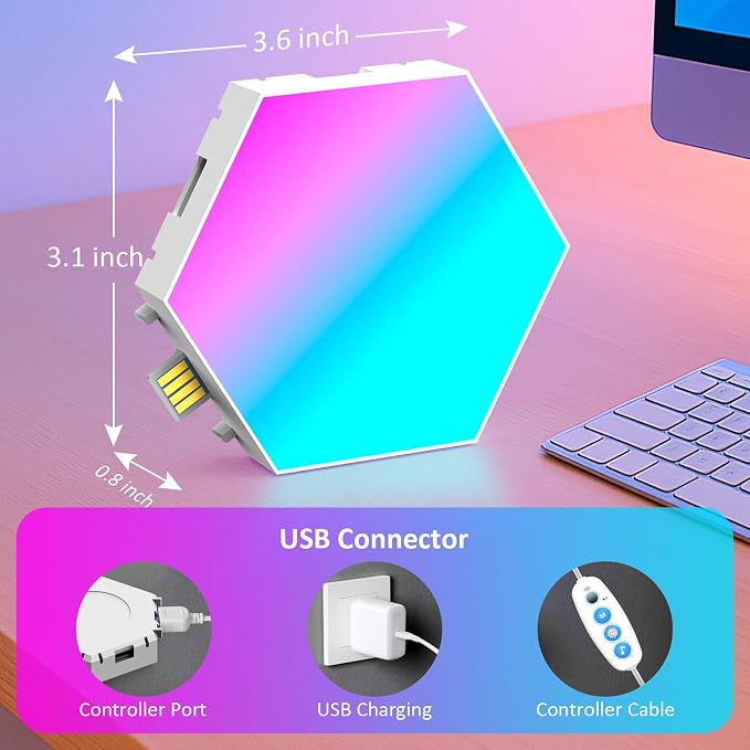 12 Pack Hexagon LED Wall Light Panels – RGB Smart Lights with APP & Remote, Music Sync Honeycomb Design – Modular Gaming Wall Decor for Bedroom, Kids Room, and Living Room - Image 8