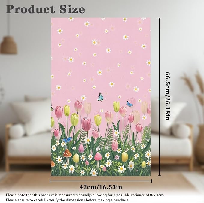 Easter Tulip Butterfly Headrest Cover for Small Recliner 26x16 Inch 3/Set - Decoration Slipcover with Non-Slip Fixing Nails, Breathable Washable Protector for Home Office Chair - Image 7