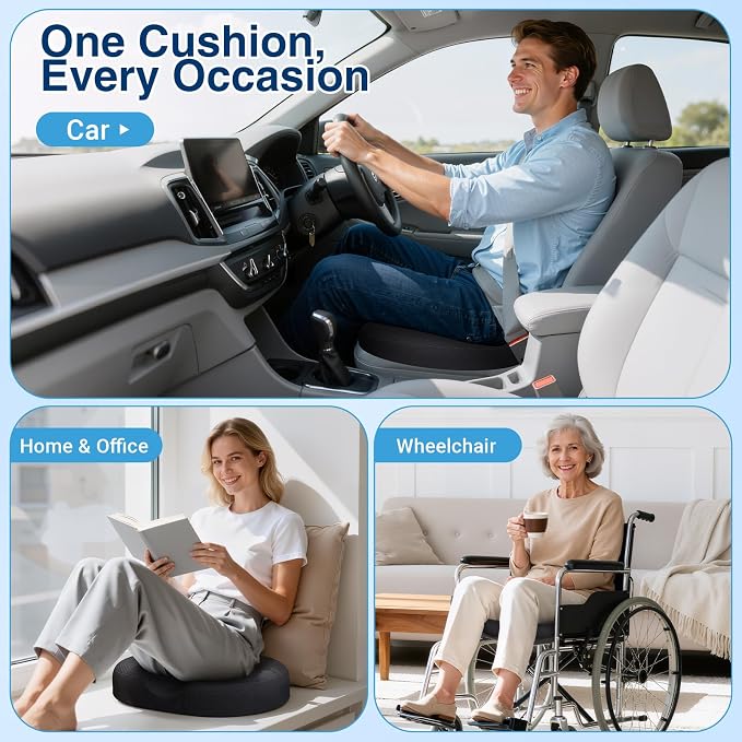 Donut Pillow Seat Cushion, Office Chair Cushion, Gray, Large | Ergonomic Design, Breathable Cover, for Tailbone Pain, Hemorrhoids & Long Sitting Hours, for Home & Office - Image 7