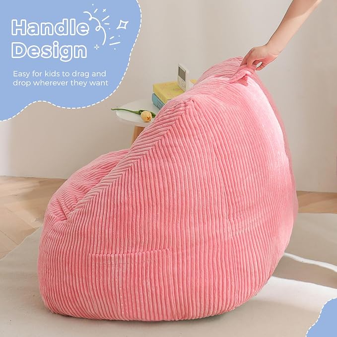 MAXYOYO Kids Bean Bag Chair, Convenient Bean Bag Sofa with Handle | Comfy Toddler Chair for Boys and Girls, Accent Sofa Chair with Pocket for Gaming Reading, Pink - Image 8