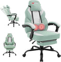 Gaming Chair for Adults with Footrest & Massage Lumbar Support, Ergonomic High Back Gamer Chair, Adjustable Swivel Computer Gaming Chairs with Headrest and Linkage Armrests,Green by GamingChairs