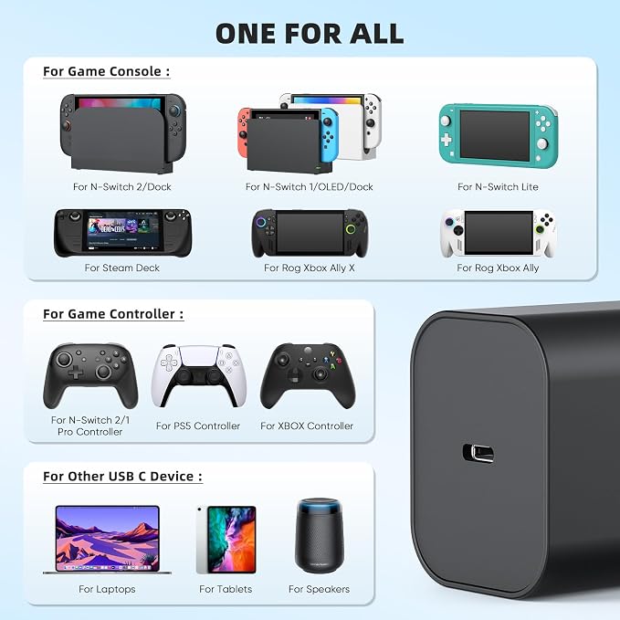 Switch 2 Charger - 60W AC Adapter for Nintendo Switch/OLED/Lite & Steam Deck/OLED, 5FT Charging Cable, Support 4K TV Dock Mode, Power Supply 20V/3A Fast Cord - Original Quality, Xbox 360 Console - Image 7