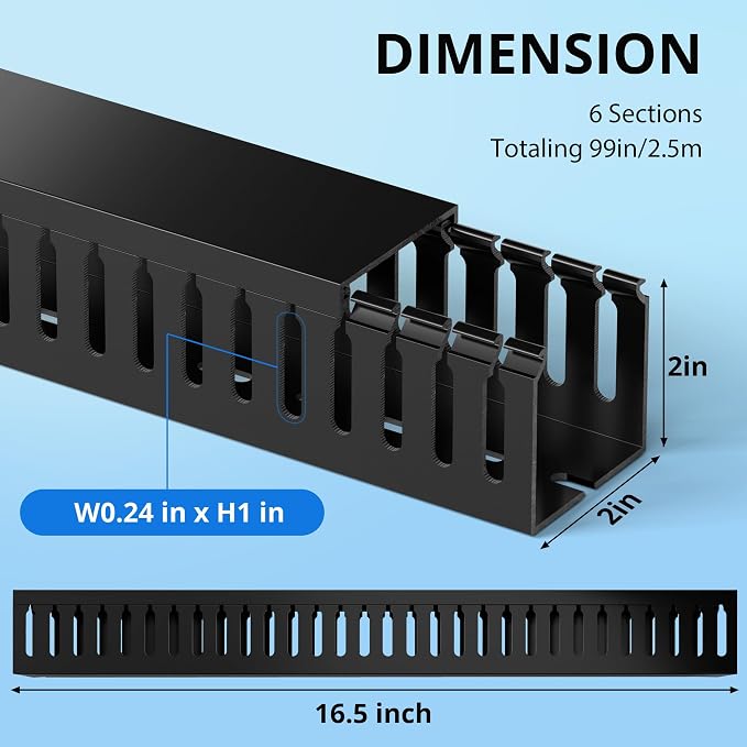 2" H x 2" W Cable Raceway, 99in Under Desk Wire Management Channel, Black - Image 3