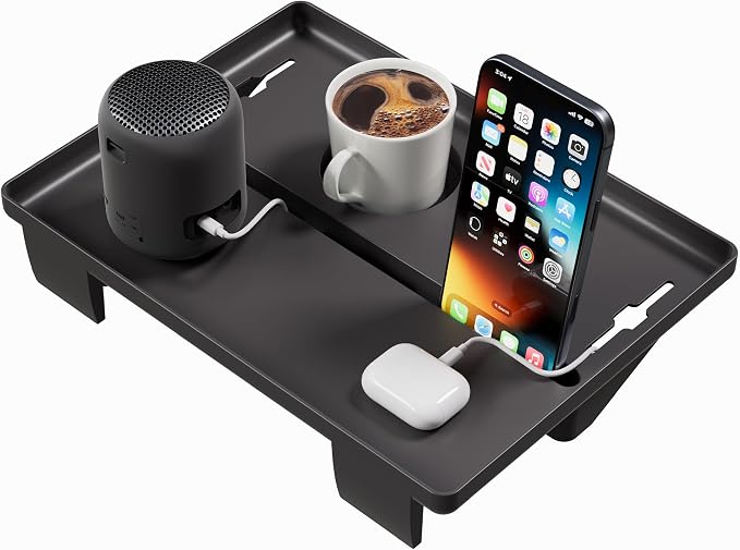 JOYMOOP Clip-On Bedside Shelf for Bunk Beds, Dorm Room Essentials, Bedside Caddy, No-Tool Install Bed Side Table Storage for Loft, Platform Beds, Nightstand Caddy for Phone, Glasses, Book, Black by JOYMOOP