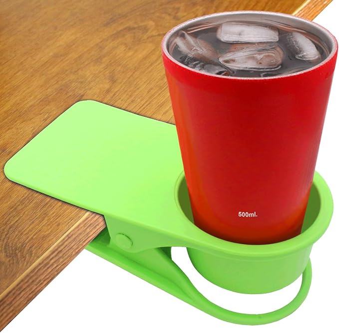 YOY Drink Cup Holder Clip - Table Desk Side Water Glass Beer Bottle Beverage Soda Coffee Mug Holder Cup Saucer Clip Design for Home Office, Green by YOY