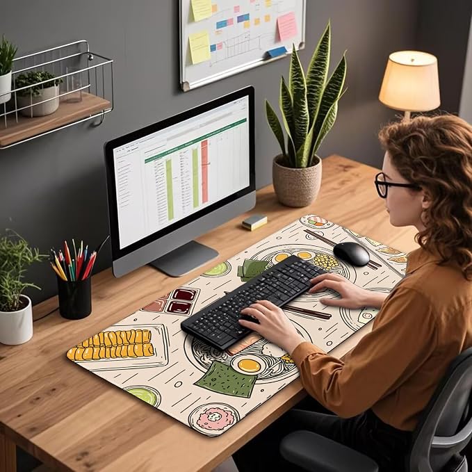 Japanese Ramen Large Gaming Mouse Pad Desk Mat XXL 31.5"x15.7" | Extended Mousepad, Non-Slip Rubber Base , Stitched Edges, for Computer/Laptop/Office/Home - Image 3