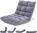 Giantex Folding Floor Chair with Back Support, 14 Adjustable Position, Padded Sleeper Bed, Couch Recliner, Gaming Floor Chairs for Adults, Meditation, Living Room (Grey) by Giantex