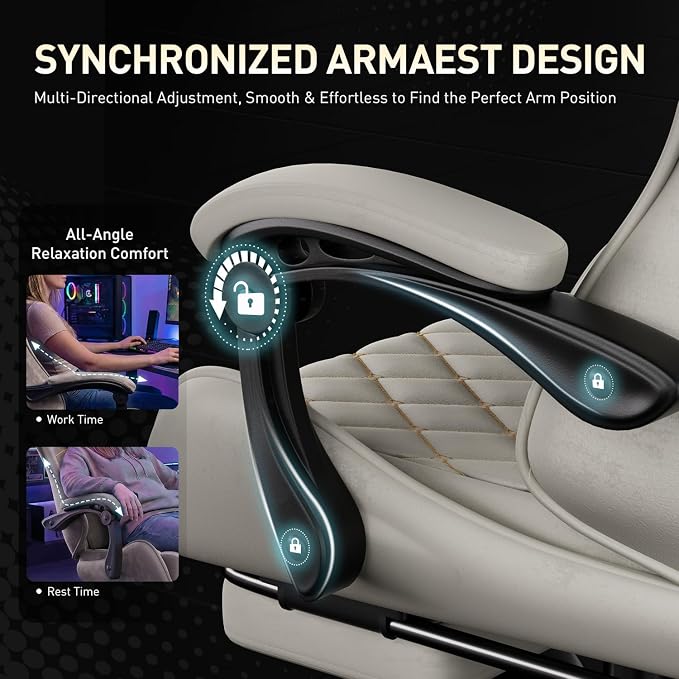 HLDIRECT Massage Recliner Gaming Chair with Footrest for Adults, Brown | 300lbs Capacity, Ergonomic Office Computer Chair, Lumbar Support, Breathable Fabric, Headrest, 360° Swivel, Metal Frame - Image 8
