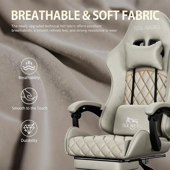 HLDIRECT Massage Recliner Gaming Chair with Footrest for Adults, Brown | 300lbs Capacity, Ergonomic Office Computer Chair, Lumbar Support, Breathable Fabric, Headrest, 360° Swivel, Metal Frame - Image 5