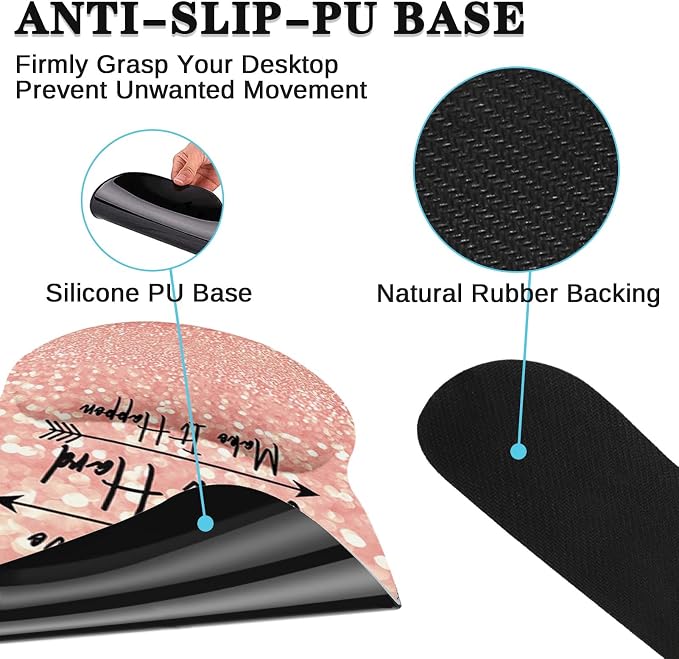 Britimes Ergonomic Mouse Pad Set with Wrist Rest, Rose Pink Gold - Image 7