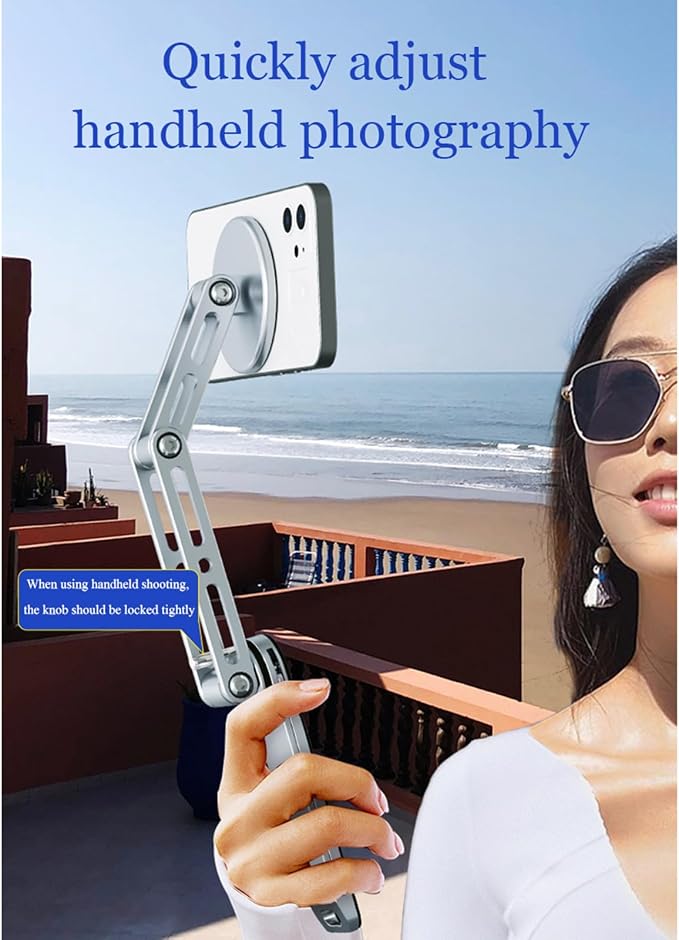 Magnetic Ipads Tripod Stand Universal for Ipads & Iphones 16-12 Series, Flexible 360 Degree Rotation, Portable Tablet Holder with 2-in-1 Handheld & Desktop Handheld Modes for Kitchens, Gyms - Image 6
