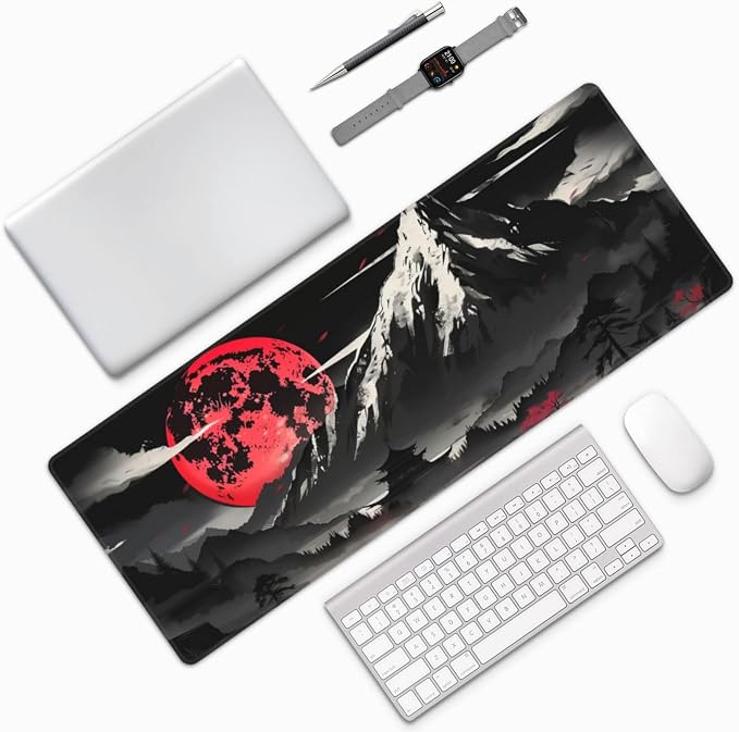 Extended Gaming Mouse Pad, Large Desk Mat XL Anime Mouse Pad Waterproof with Stitched Edges, Non-Slip Desktop Pad for Home and Office, Level Up Your 31.5x11.8 Inch (Snow Mountain) - Image 9