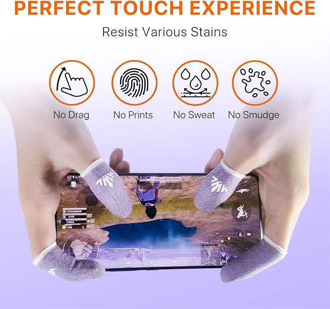 10 Pack Silver Fiber Dedales Gamer Profesionales Anti Slip Sweat Proof Gaming Finger Thumb Sleeves Cots Breathable Mobile Phone Gamer Gloves Guantes para Durable Covers for Pubg - Image 4
