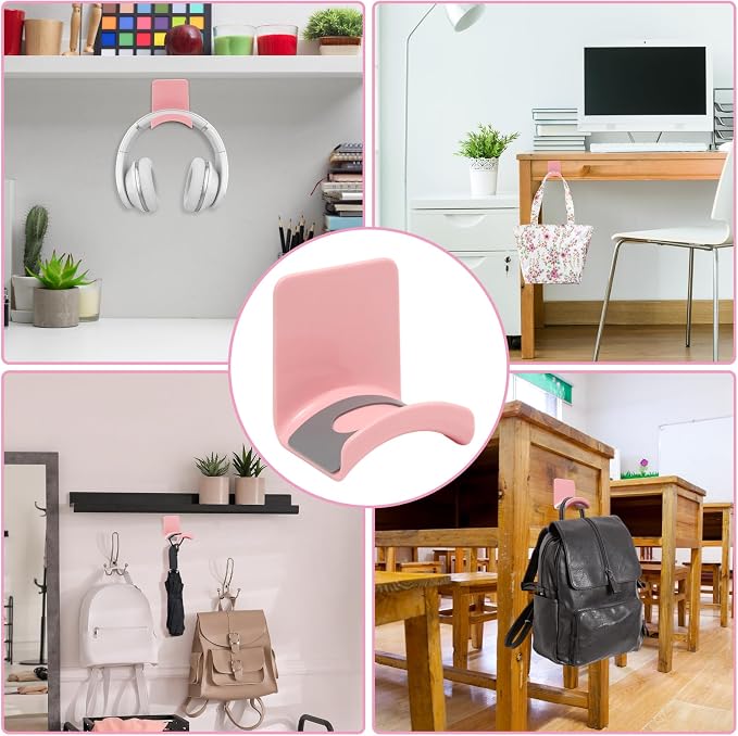 Pink Headphone Stand Hanger, Table Wall Mount Headset Holder Hook | 1Pcs ABS Plastic Adhesive Earphones Hangers for Desk Headphone Hanger, Most Headphones and Controller - Image 5