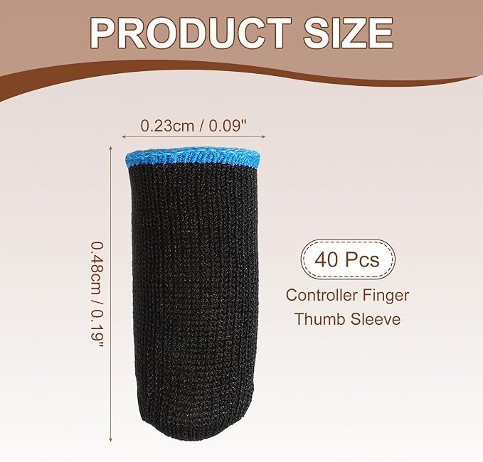 PATIKIL Controller Finger Thumb Sleeve, 40 Pack Mobile Gaming Finger Sleeve Silver Fiber Tip Gloves Anti-Sweat Breathable for Phone Game, Blue - Image 2