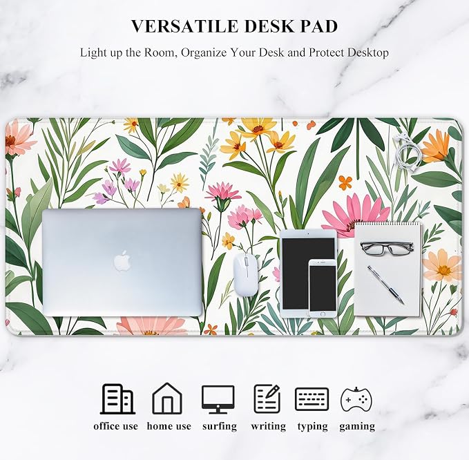 Auhoahsil Desk Mat, Ultra Large Mouse Pad, XXL Gaming Mousepad, Pretty Desk Pad, Big Extended Full Size Desktop Desk Matt for Keyboard, Laptop & Computer, 35.5 x 15.7 in, Tropical Plant - Image 7