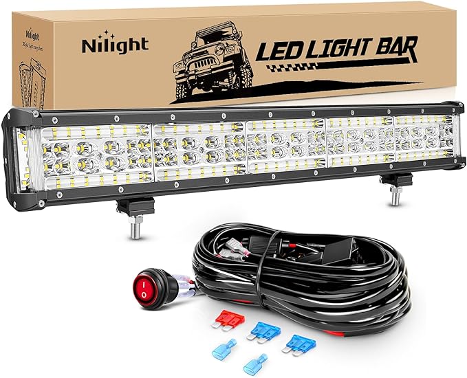 Nilight Side Shooter LED Light 1PC 22" with Wiring Kit for Truck SUV UTV by Nilight