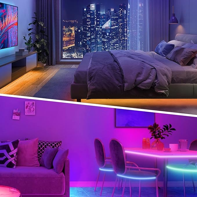 KSIPZE 200ft (2 Rolls of 100 ft) Led Strip Lights RGB Music Sync Color Changing Bluetooth Led Lights with Smart App Control Remote Led Lights for Bedroom Room Lighting Flexible Home Décor - Image 7