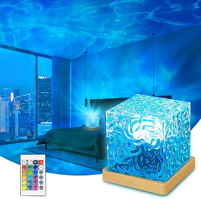 Ocean Wave Projector Light with Remote, 16 Color Ambient Lighting for Room by ZLDYPINK