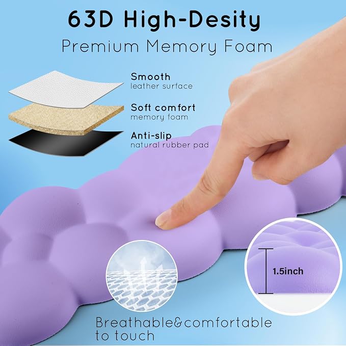 Cloud Wrist Rest for Computer Keyboard Arm Wrist Rest with Non-Slip Base Extended Wrist Rest Ergonomic Memory Foam for Keyboard and Mouse Typing Pain Relief, Office, Gaming, Computer - Image 4